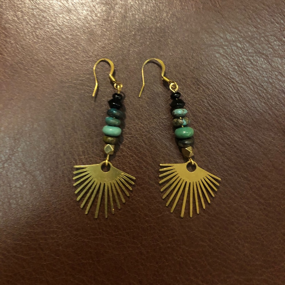 Turquoise and Brass Earrings